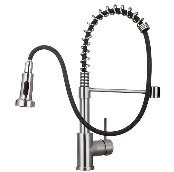 High-Bend Spring Tube Pull-Out Heitt og kalt eldhúsvask krani