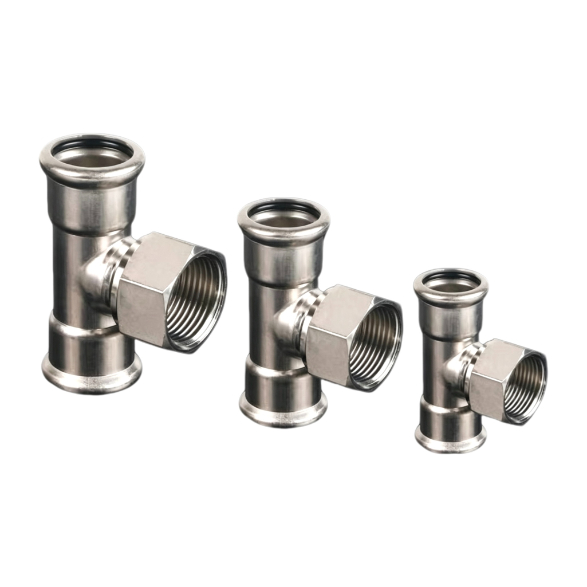 Single-clamp internal thread tee